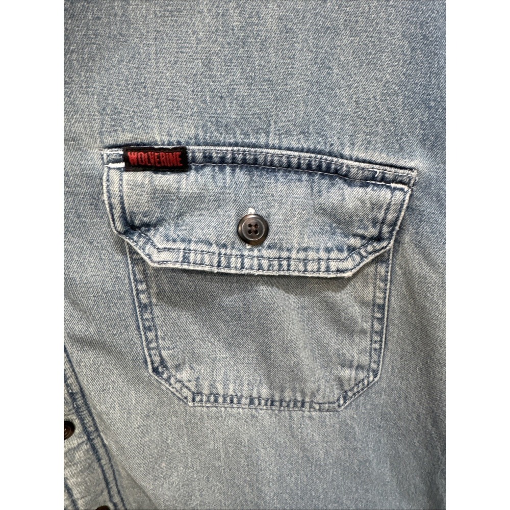Wolverine Men's Distressed Lined Jean‎ Jacket Shirt Size: Fits Like A L Or XL - Picture 6 of 16